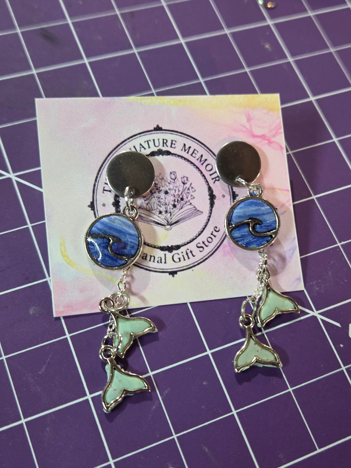 Heart of the sea dangle earrings