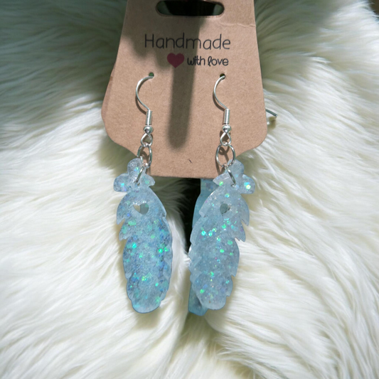 Enchanted Frostfire Feather Dangles