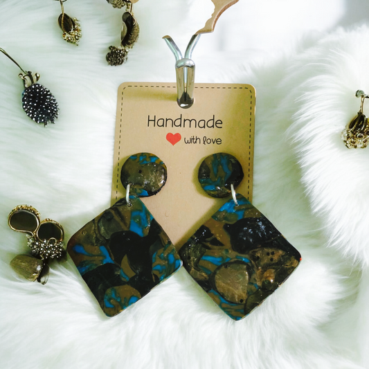 Midnight River Geo Studded Dangle Earrings