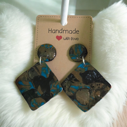 Midnight River Geo Studded Dangle Earrings