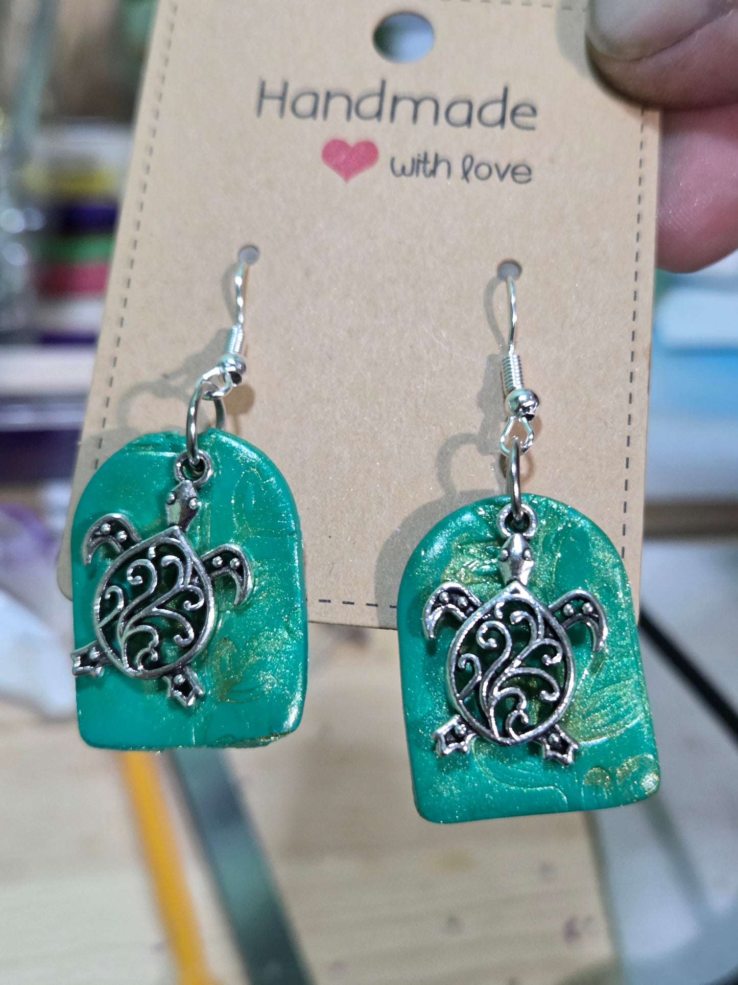 TEAL TIDE TURTLE DANGLES