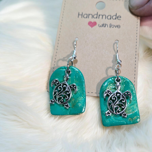 TEAL TIDE TURTLE DANGLES