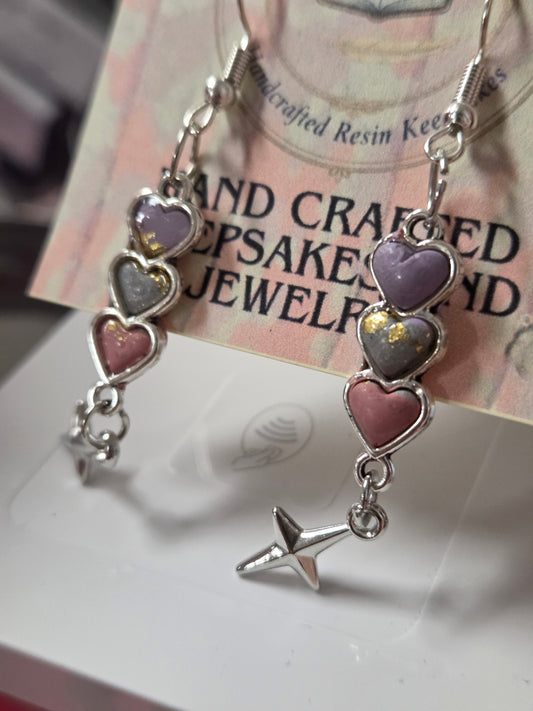 Layered love heart dangles.