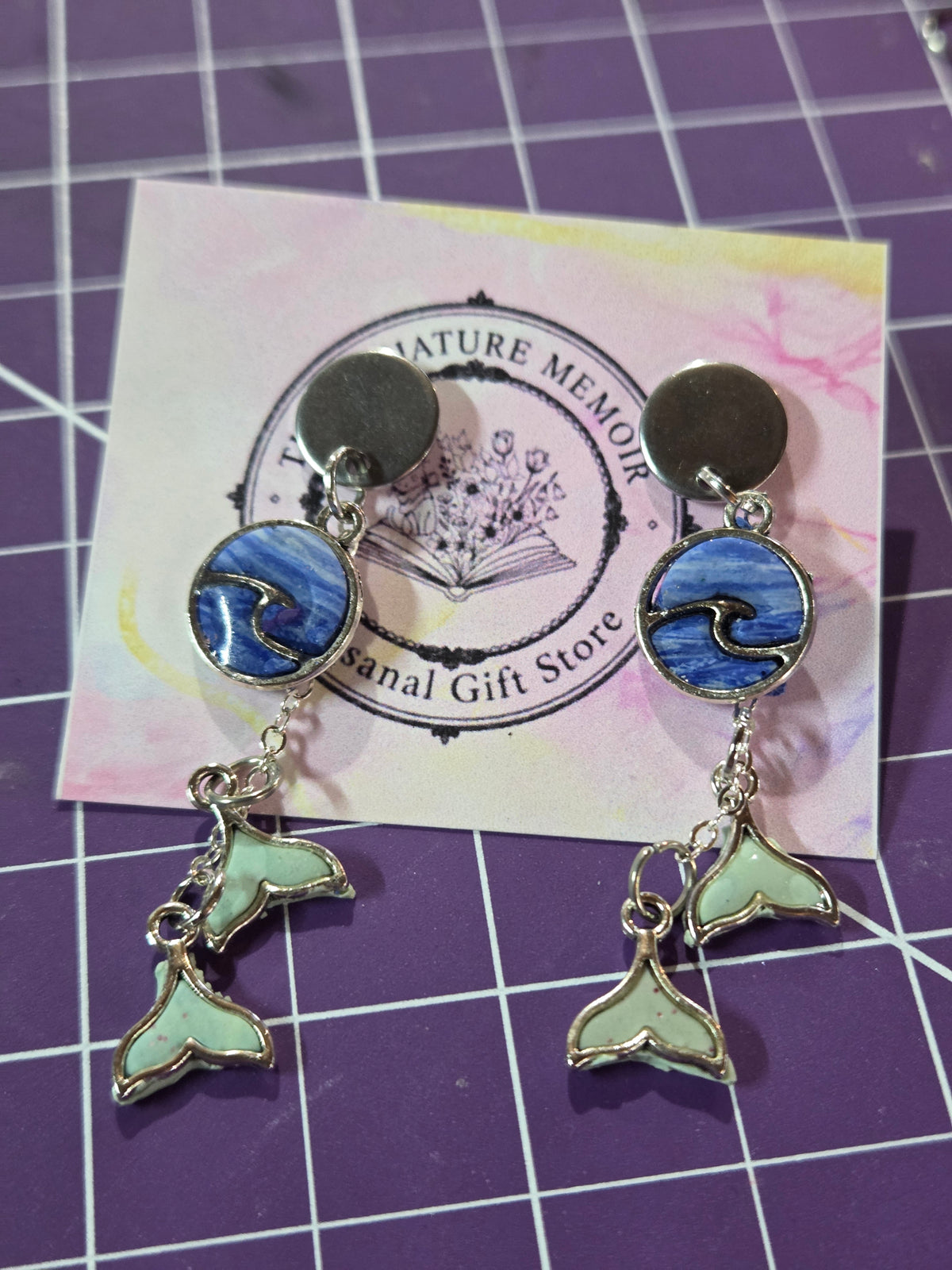 Heart of the sea dangle earrings